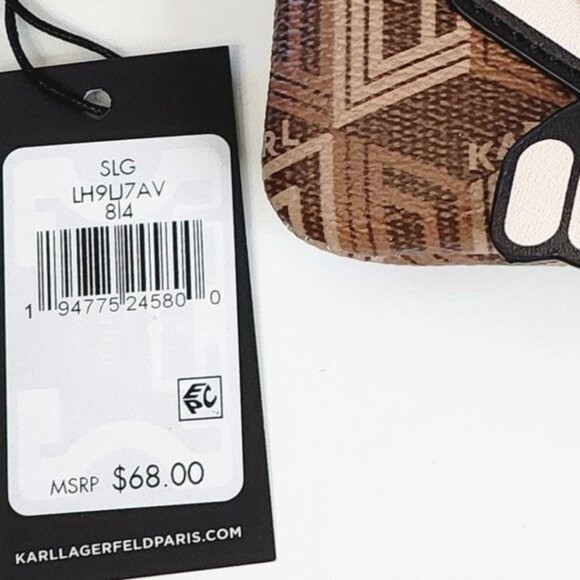 NEW! KARL LAGERFELD PARIS Logo Monogram Wristlet Clutch - Picture 6 of 15